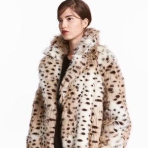 H&M Faux Fur leopard coat NWT size 8